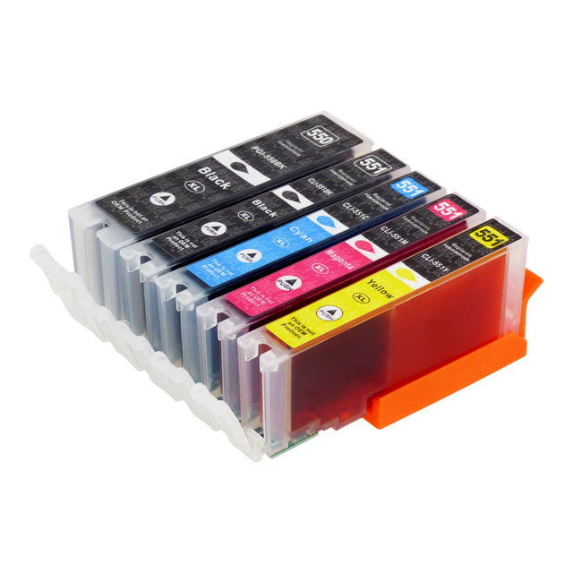 Kompatibel Canon PGI-550XL/CLI-551XL Druckerpatronen Multipack (2 Schwarz + 3 Farben)