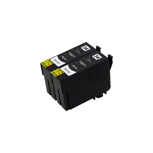 Kompatibel Epson T34XL Druckerpatronen Schwarz (2 Schwarz)